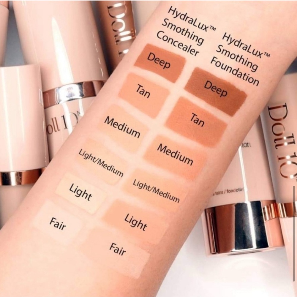 NEW Doll 10 HydraLuxe Smoothing Foundation 1 Fl Oz - Shade Medium Set of 2 - Picture 6 of 10